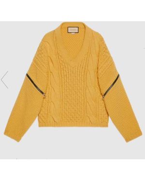 Gucci V-Neck Long Sleeved Sweater - Yellow