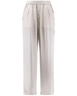 Tom Ford Piped Satin Pajama Pants - White