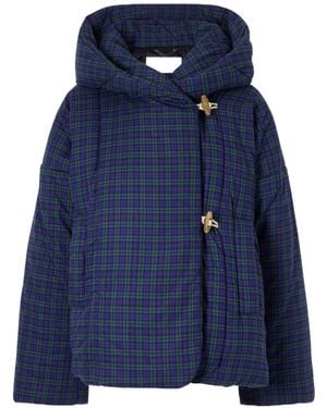 Dries Van Noten Plaid Cropped Down Jacket - Blue