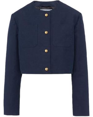 Prada Crewneck Cropped Jacket - Blue
