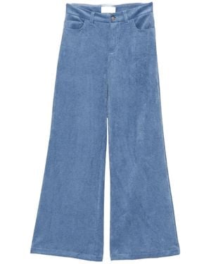 ERMANNO FIRENZE Corduroy-Effect Wide-Leg Casual Pants - Blue