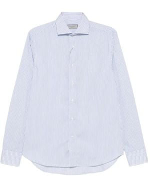 Canali Vertical-Stripe Long-Sleeve Shirt - White
