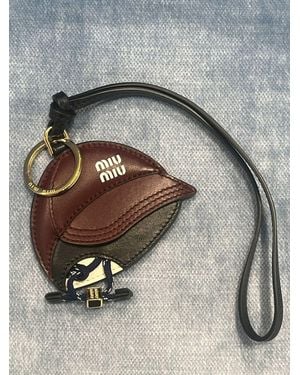 Miu Miu Leather Key Ring Trick - Gray