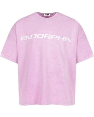 MSGM Crewneck Oversize T-Shirt - Pink
