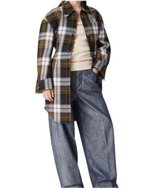 Bottega Veneta Structured Cotton Check Coat - Blue
