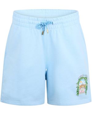 CASABLANCA Printed Drawstring Shorts - Blue