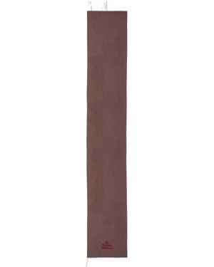 Vivienne Westwood Logo Embroidered Fringed Scarf - Brown