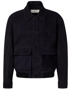 FRAME Suede Blouson Jacket - Blue