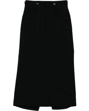 Junya Watanabe Cargo Back-Slit Midi Skirt - Black