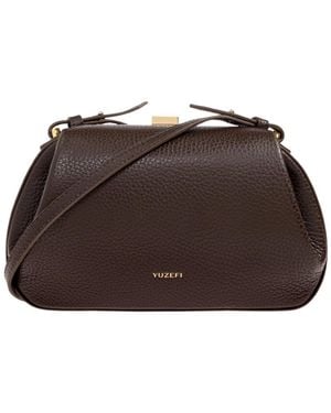 Yuzefi Leather Clasp-Detail Shoulder Bag - Brown