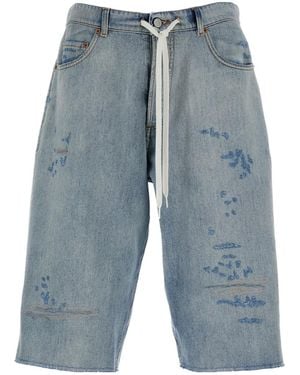 MM6 by Maison Margiela Distressed Denim Shorts - Blue