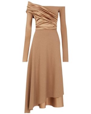 Fendi Off-Shoulder Ruched Dress - Natural