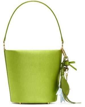 Self-Portrait Satin Bucket Bag - Green
