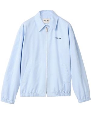 Miu Miu Gingham Check Blouson Jacket - Blue