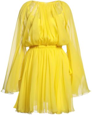 Dolce & Gabbana Ruched Long Sleeve Dress - Yellow