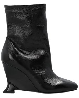 Balmain Sculpted Wedge Ankle Boots - Black
