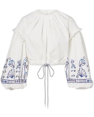 ALÉMAIS X Lrnce Leela Printed Cotton Crop Top - White