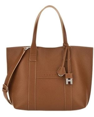 Hogan Logo Embossed Top Handle Bag - Brown