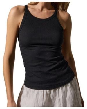 James Perse Ribbed High Neck Cami - Black