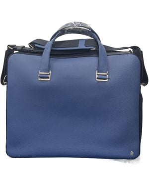 dunhill Logo Zipper Briefcase - Blue