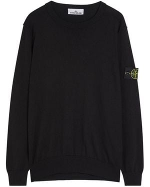 Stone Island Logo Cotton Sweatshirt - Black