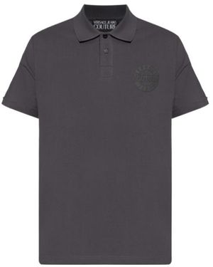 Versace Jeans Couture Couture Logo Print Short-Sleeved Polo Shirt - Grey