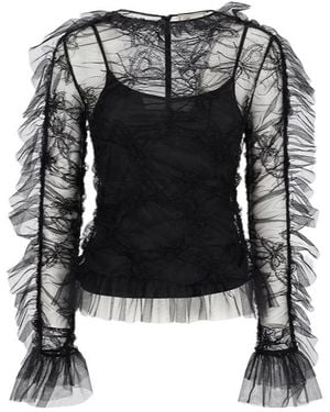 Blumarine Ruffled Butterfly-Motif Top - Black