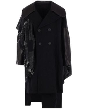 Yohji Yamamoto Double-Breasted Distressed Coat - Black