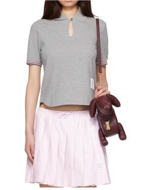 Thom Browne Keyhole Piqué Polo Shirt - Grey