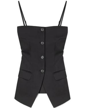Nanushka Alessa Tailored Tech-Satin Vest - Black