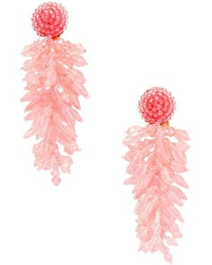 Oscar de la Renta Cluster Tasselled Beaded-Tone Clip Earrings - Pink