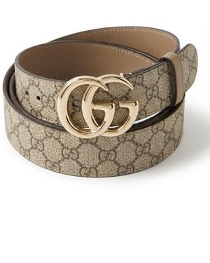 Gucci Gg Supreme Buckle Belt - Brown