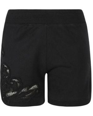 Ermanno Scervino High-Waist Elasticated Waistband Laced Shorts - Black