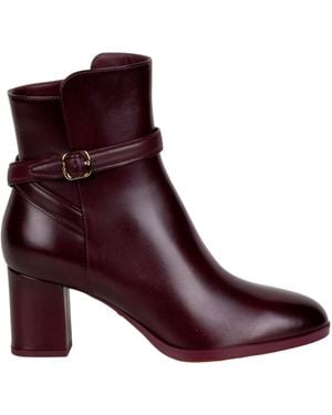 Santoni Buckle-Strap Leather Ankle Boots - Purple
