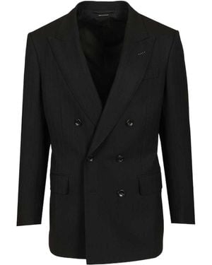 Tom Ford Satin Striped Blazer - Black