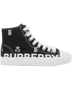 Burberry Teddy Bear Monogram High Top Sneakers - Black