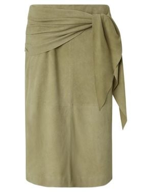 Pinko Leather Midi Skirt - Green