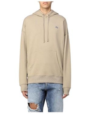 DIESEL Logo-Patch Drawstring Hoodie - Natural