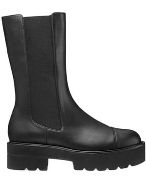 Stuart Weitzman Elastic Side Short Boots - Black