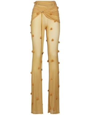 Jacquemus Le Pantalon Espelho Beaded Mesh Casual Trousers - Metallic