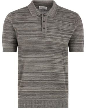 Roberto Collina Short-Sleeved Striped Polo Shirt - Grey