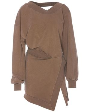 The Attico The Asymmetric Cut-Out Mini Dress - Brown