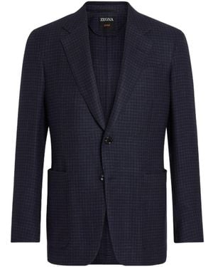 ZEGNA Silk Cashmere And Linen Jacket - Blue