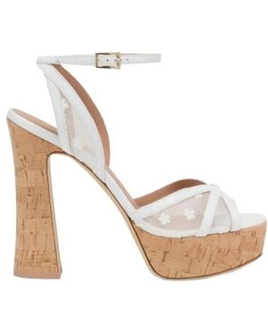 Malone Souliers Sylvie Floral-Embroidered Platform Sandals - White