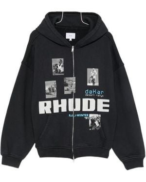 Rhude Long-Sleeved Hooded Sweatshirt - Black