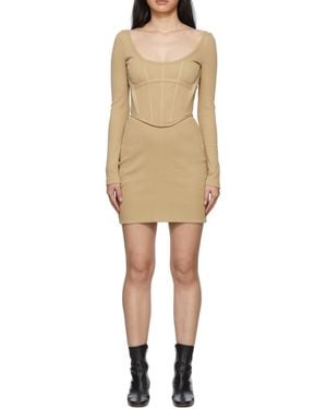 Dion Lee Corset Long-Sleeve Mini Dress - Natural