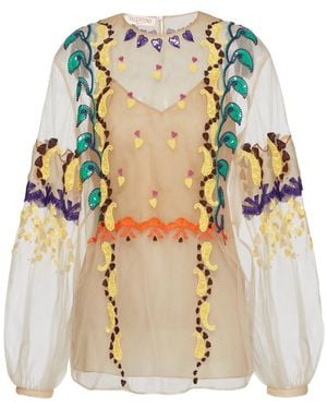 Valentino Tulle Phantom Embroidered Blouse - Multicolour