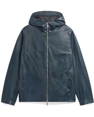 Berluti Long-Sleeved Zipper Leather Jacket - Blue