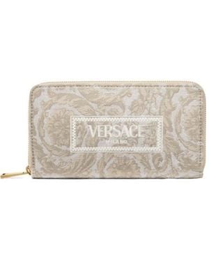 Versace Logo-Embroidered Zip-Up Wallet - White