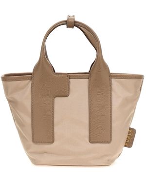 Furla Piuma S Logo Tag Shopping Bag - Natural